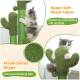 Katze spielt mit grünem, kaktusförmigem Plüsch-Kratzpfosten mit weichem Stoff und hängendem Ball, perfekt zum Reiben und Kuscheln.