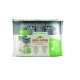 Multipack van Almo Nature holistische anti-haarbal kattenvoer, met 6 eenheden (3 rundvlees, 3 kip), met een kattengezicht op de achtergrond.