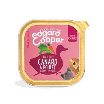 Comparer les prix de Edgard & Cooper Barquette Fabuleux Canard & Poulet Chien Junior 22x150 g