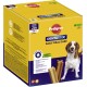 Pack méga de Pedigree Dentastix Daily Oral Care avec 105 friandises dentaires pour chiens, présentant un chien souriant et des affirmations de bienfaits à triple action.
