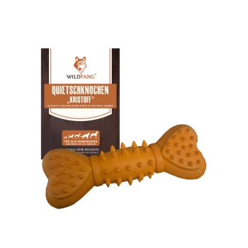 Quietschender Kauknochen aus Naturkautschuk, gekennzeichnet mit "QUIETSCHKNOCHEN 'KRISTOFF'" von WILDFANG, geeignet für alle Hunderassen.