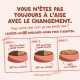 Infographie en français : transition alimentaire sur 3 jours — Jour 1 et 2 : 50 % nourriture humide actuelle / 50 % nos produits ; Jour 3 : 100 % nos produits.