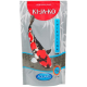 Eine Tüte KI-JA-KO Premium-Koi-Futter mit einem bunten Koi-Fischdesign, beschriftet mit "Spirulina" und "3mm", mit dem Text "Leicht verdaulich!".