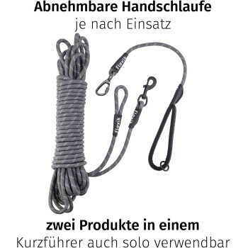 Schleppleine für Hunde - Tauleine mit Abnehmbarer Handschlaufe grau L
