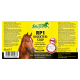 Etikett des Stiefel RP1 Insekten-Stop Roll-on mit Pferdefoto, 80 ml, 'Für Reiter und Pferd', hocheffektives Insektenschutzmittel.