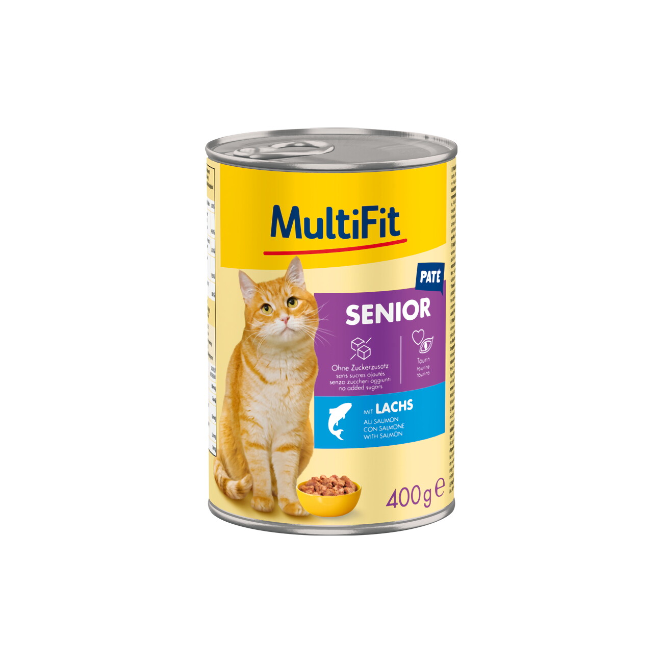 MultiFit Nassfutter Katze Senior, Paté, mit Lachs 6x400 g