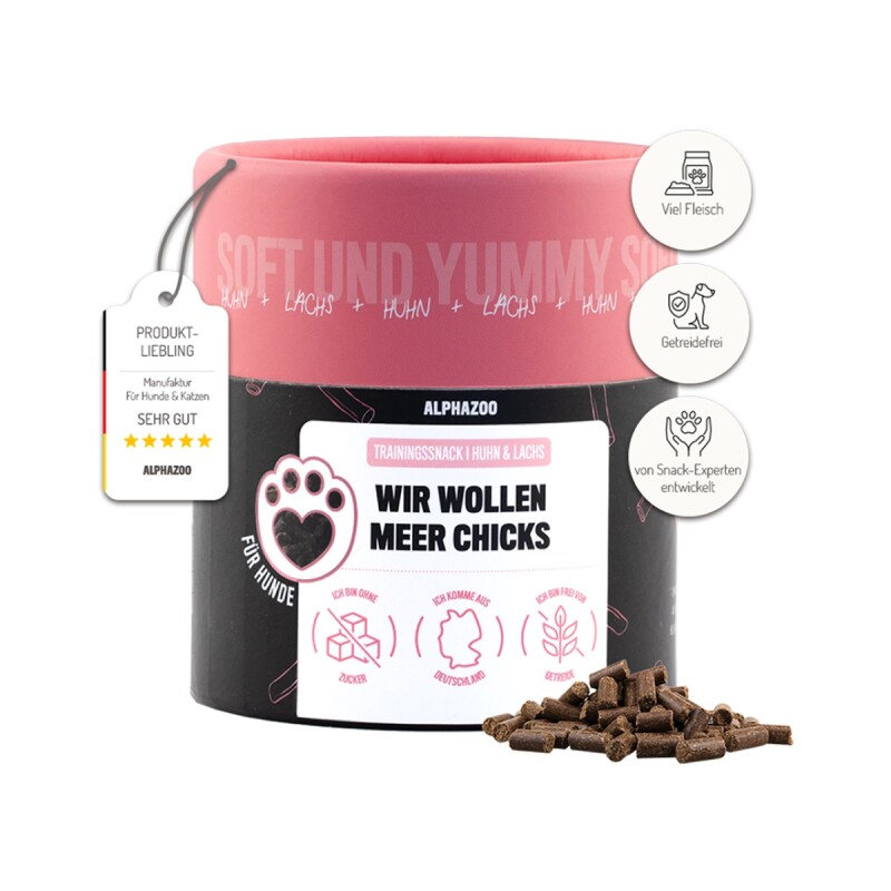 ALPHAZOO Wir wollen Meer Chicks 65g I Leckerli für Hunde