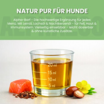 Bewertung eines Haustierergänzungsöls mit 4,8/5 Sternen aus 7.191 Bewertungen. Der Text lobt die Qualität und die schnelle Lieferung.