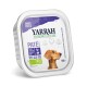 Yarrah Bio-Hundefutter-Pâté, getreidefreies Rezept mit Huhn, Truthahn und Aloe Vera, 150g, mit einer Hundillustration und umweltfreundlicher Markenführung.