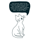 Illustration einer glücklichen Katze mit einer Sprechblase, die Fakten über die feuchtigkeitsabsorbierenden Eigenschaften von Silica und deren Vorteile für die Geruchskontrolle angibt.