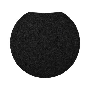 Schwarzes, rundes Filterpad aus strukturiertem Filz mit einer kleinen, flachen Kerbe oben, für Haustiertrinkbrunnen oder Aquarium.
