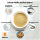 Schüssel mit grünem Pulver mit gekennzeichneten Zutaten: Glucosamin, MSM, Chondroitinsulfat, Grünlippmuschel, Curcuma longa und Balloony-Logo.
