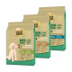 Drei Beutel Select Gold Mini Adult Hundefutter, beschriftet mit "Sensibel" und Geschmacksrichtungen: Ente & Kartoffel, Lamm & Reis und Lachs & Kartoffel.