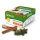 Pudełko ekonomiczne Whimzees Daily Dental Treats dla psów, L, 14 przysmaków, z zielonym aligatorem, brązowymi patyczkami i pomarańczową szczoteczką.
