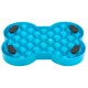 Blauer, knochenförmiger Slow-Feeder-Hundenapf mit erhabenen Noppen und vier schwarzen Gummigriffen an der Unterseite.
