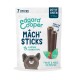 Emballage Mâch' Sticks Edgard Cooper pour petits chiens, avec un chien en dessin animé et du texte pour "7 bâtonnets", "0-10 kg" et saveurs fraise-menthe.