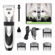 Elektrisches Haustierclipper-Set von Nobleza, enthält Clipper, Ladekabel, Öl, Reinigungsbürste und vier Schutzkämme (3mm, 6mm, 9mm, 12mm).