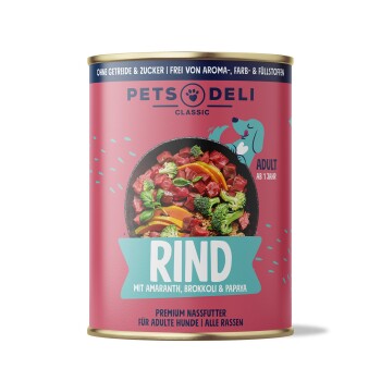 Nassfutter Hund Adult, Rind mit Brokkoli 6x400 g