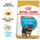 Royal Canin Puppy Yorkshire Terrier dog food bag with a puppy image, showcasing breed-specific nutrition and immune support.