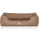 Orthopädisches Hundebett Tampa aus laser-gestepptem Kunstleder braun/ beige XXL