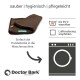 Braune Doctor Bark Hundedecke, waschbar bis 95°C, Lufttrocknung empfohlen, mit Waschmaschinensymbol und deutschem Text.