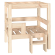 Holz-Haustierfütterungsstation mit zwei Ebenen und einer kleinen Stufe, entworfen für einen einfachen Zugang für Haustiere.