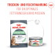 Royal Canin Digestive Katzenfutter-Beutel und Dose mit Katzenbild; Beschriftung: „ROYAL CANIN“, „DIGESTIVE“ und „95 % gesunde Kotqualität in 10 Tagen“.