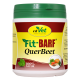 Behälter mit cdVet Fit-BARF QuerBeet Haustierergänzung, mit einem grünen Deckel, mit dem Text "100% NATUR" und Bildern von Gemüse.