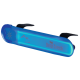 Blauwe hondenhalsband licht met een bergontwerp en 'Dogs Creek' logo, met een zon symbool aan één uiteinde.