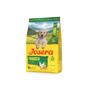 Josera YoungStar Junior Hundefutterbeutel mit Huhn und Kartoffel, getreidefrei, 86 % tierisches Protein, deutsche Qualität, für alle Größen.