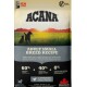 ACANA Adult Small Breed Hundefutterbeutel mit zwei Hunden auf einem Sonnenuntergangsfeld. Highlights: "60% tierische Zutaten," "40% Gemüse," "0% Zusatzstoffe."