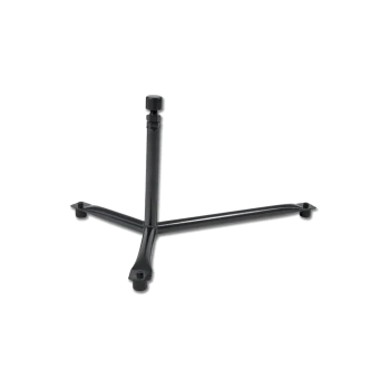 Schwarzer Metall-Haustierfutterständer mit einem stabilen Dreibeindesign und verstellbarer Höhe.