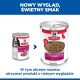 Dwie puszki karmy Hill's Science Plan z wołowiną (stare i nowe opakowanie), widoczny napis: 'NOWY WYGLĄD, ŚWIETNY SMAK'; 'Loaf Paté'.