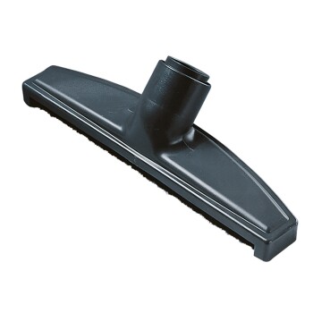 Schwarze Staubsaugerdüse, die für die Entfernung von Tierhaaren entwickelt wurde, mit einer breiten Basis und einem zylindrischen Anschluss.