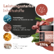 Petstile SUPER SKIN & COAT Produkt auf schwarzem Hintergrund, mit wichtigen Inhaltsstoffen: Fischkollagen, Leinsamen, Fischöl und Yucca.