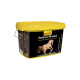 Behälter mit marstall Amino-Muskel Pferdeergänzung, der eine laufende Pferdegrafik zeigt, mit der Aufschrift 'Essenzielle Aminosäuren + Vitamin E', Größe 4 kg.
