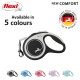 Flexi retractable dog leash in black and white, labeled "NEW COMFORT," available in 5 colors, with a logo indicating "Made in Germany."
