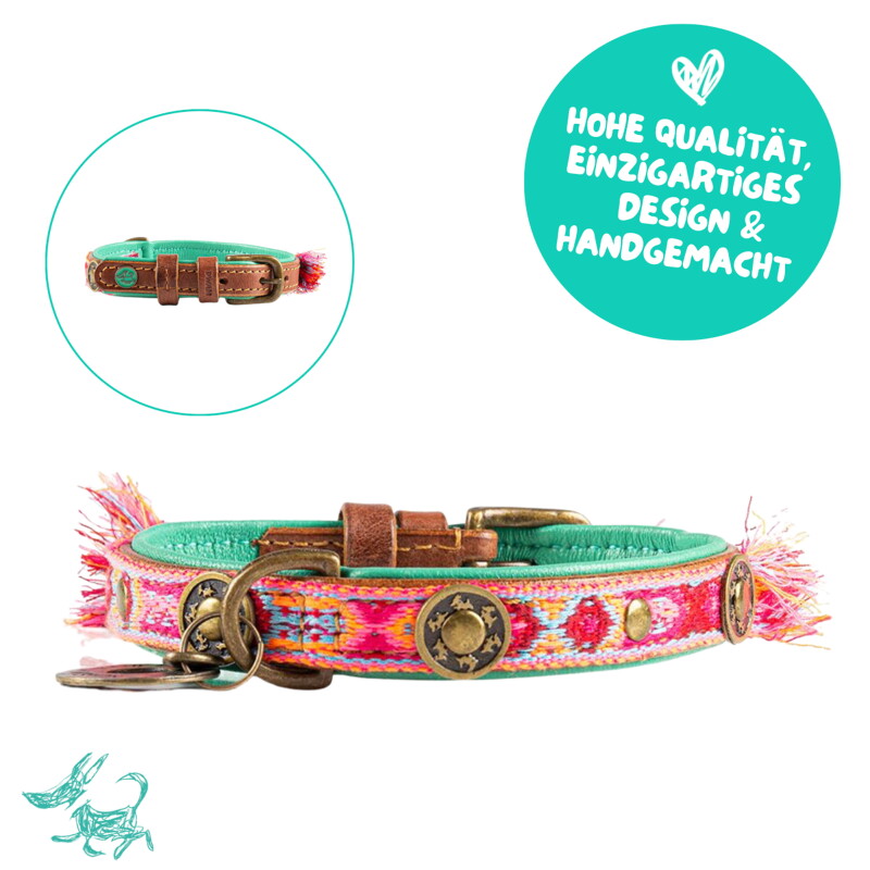 Boho Rosa Lederhalsband