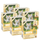 Sechs Boxen Bozita Fresh Menu Katzenfutter für Kätzchen, mit einem niedlichen Kätzchen auf der Verpackung, mit '87% Zutaten tierischen Ursprungs' hervorgehoben.
