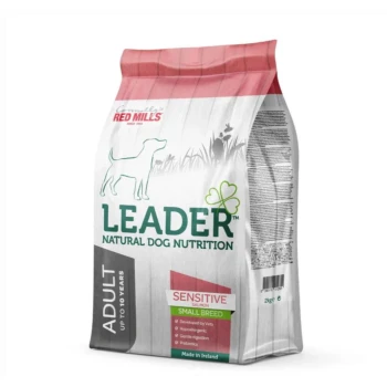 Bag of Leader Natural Dog Nutrition for adult small breeds, sensitive salmon formula, 2kg, made in Ireland.