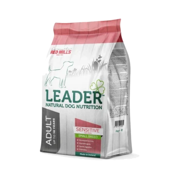 Bag of Leader Natural Dog Nutrition for adult small breeds, sensitive salmon formula, 2kg, made in Ireland.