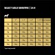 Feeding guide for Select Gold Sensitive dog food, detailing daily amounts based on dog weight and age in months, on a black background.