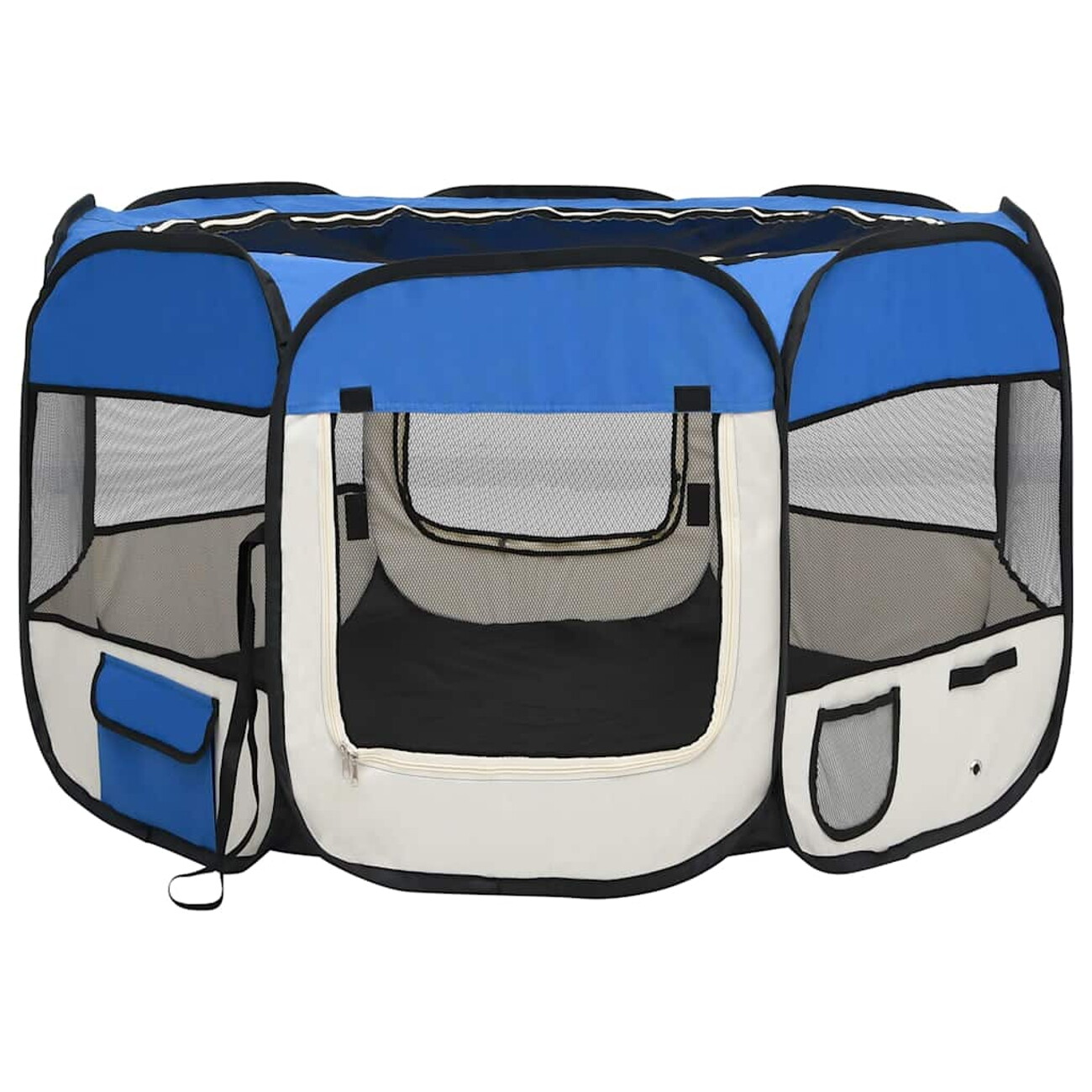VidaXL faltbarer Welpenlaufstall blau 1,1 m, 1,1 m, 58 cm - Image 1