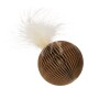 recycled cardboard toy with feather