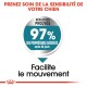Image promouvant un produit de soin pour chiens avec le texte : "Prenez soin de la sensibilité de votre chien," et un badge indiquant "97% des propriétaires satisfaits."