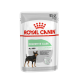 Royal Canin Digestive Care Hundefutterbeutel, 85g, mit einer kleinen Hundillustration und Text in mehreren Sprachen über die Verdauungsgesundheit.