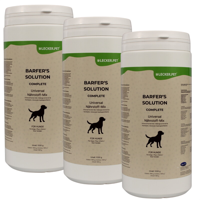 Lyra Pet Lecker.Pet Barfer's Solution Complete Universal Nährstoff Mix Pulver für Hunde 3x1 kg