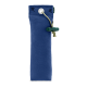 Blaues Canvas-Hundetrainingsdummy mit Seil und Knebel, mit schwarzen "R"-Buchstaben nahe der Oberseite.