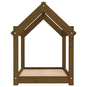 Holzhaustierhaus mit einem spitzen Dach und einem schrägen Boden, entworfen für kleine Tiere.