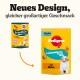 Verpackung der Pedigree Leckerbissen Junior Tasty Minis Hundesnacks, altes und neues Design mit Welpen- und Hähnchengeschmack.